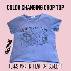 ☀️🌙COLOR CHANGING CROPPED Soleil et Lune  Celestial Graphic Tee. MEDIUM.